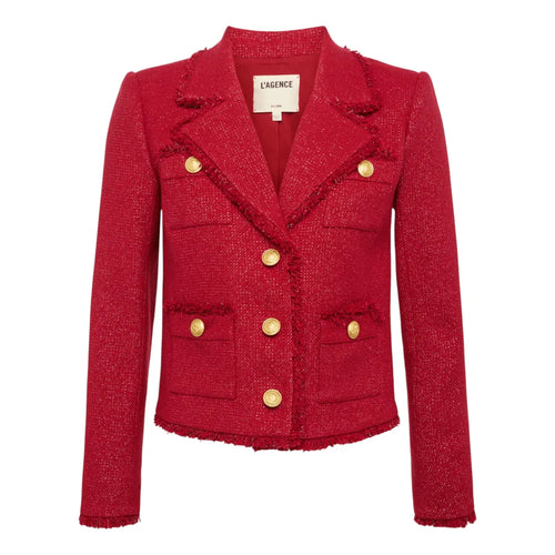 L'AGENCE Sylvia Collared Jacket in Garnet Red & Copper 2 - flyKAMP