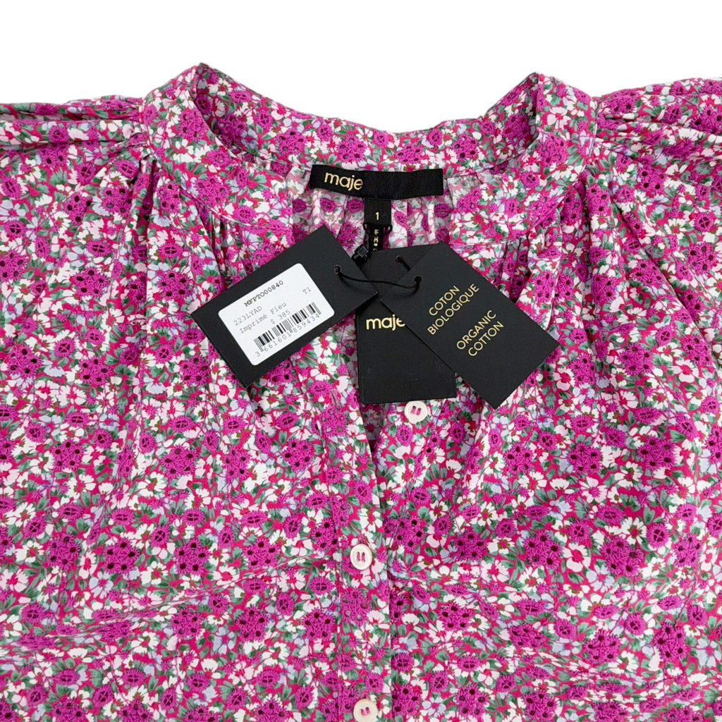MAJE Floral Print Broderie Anglaise Cotton Blouse 1|S Maje