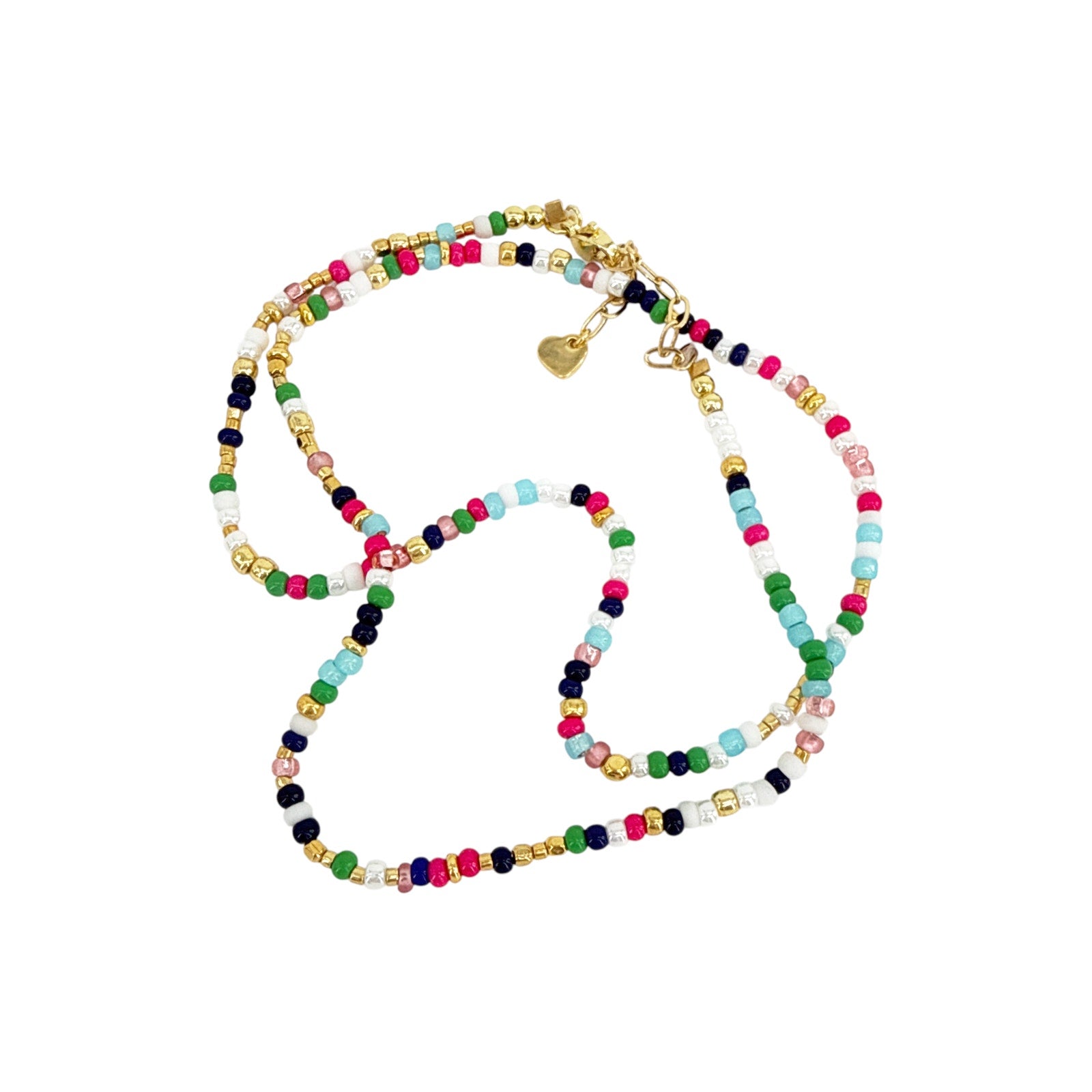 THE SILVER WREN Unity Beaded Necklace in Navy, Green & Pink