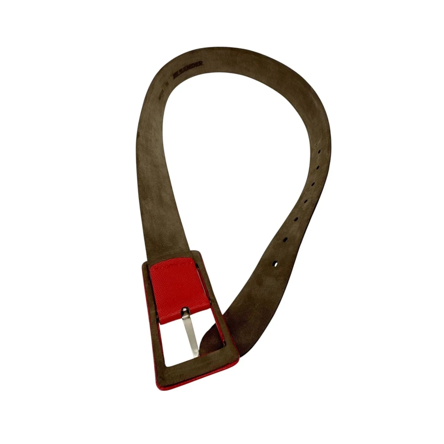 Jil SANDER Leather Belt with Leather Buckle in Red XS - flyKAMP