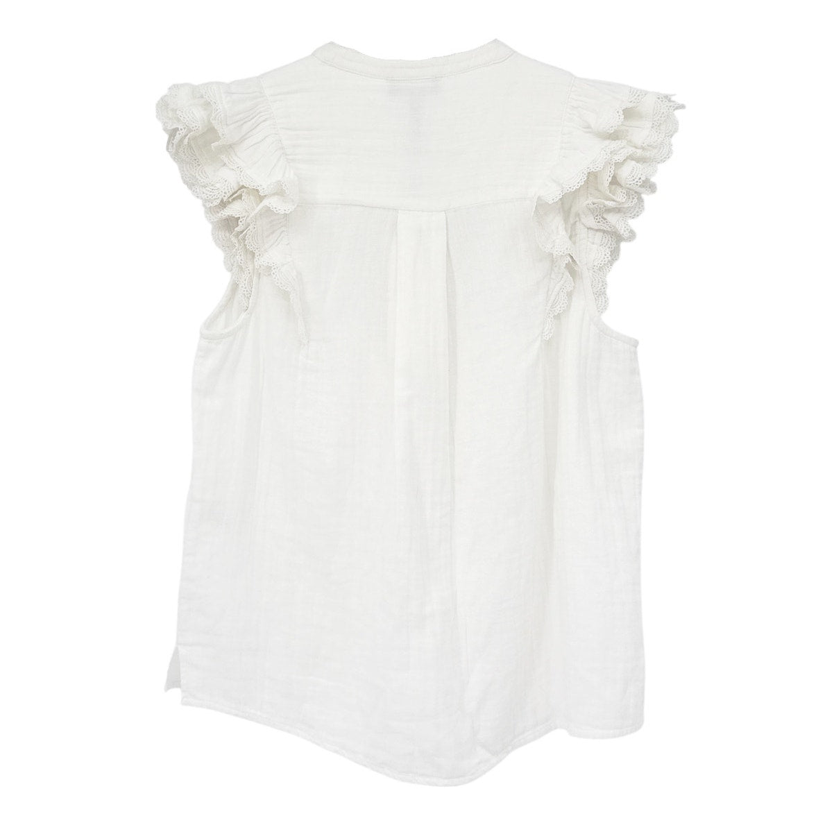 ME+EM Cheesecloth Ruffle Sleeveless Blouse In Soft White