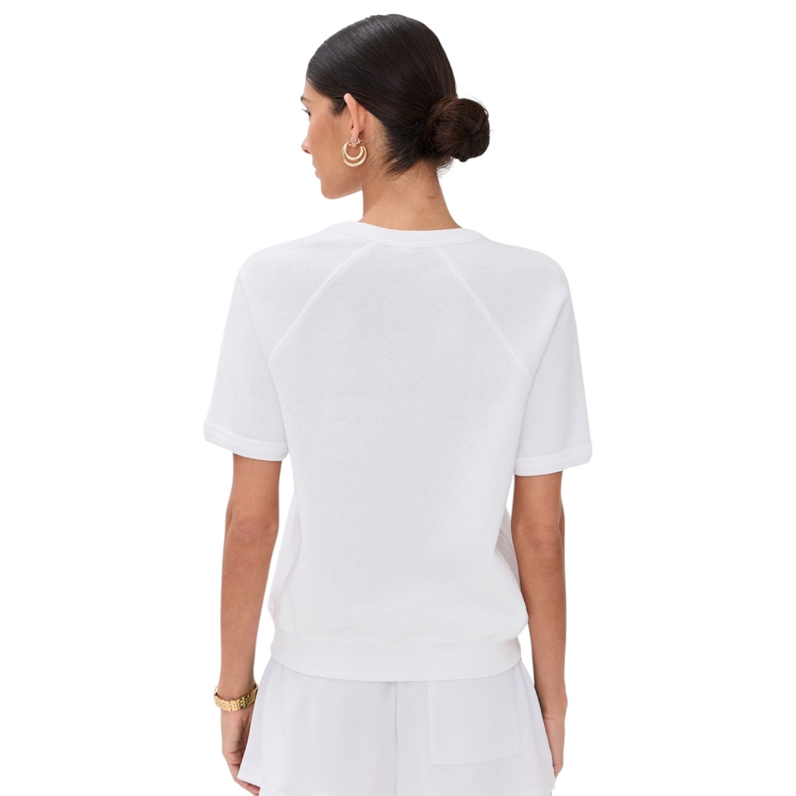 SPORTY & RICH Wellness Ivy Short Sleeve Soft Crewneck in White/Verde M Sporty & Rich