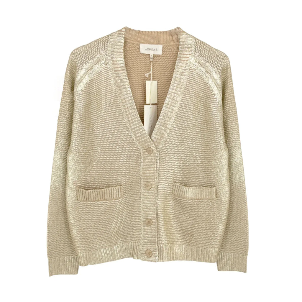 THE GREAT. The Varsity Cardigan Gold Shimmer 0|XS - flyKAMP