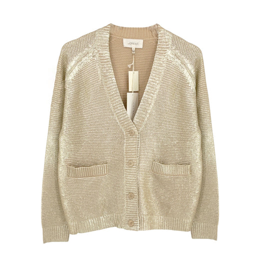 THE GREAT. The Varsity Cardigan Gold Shimmer 0|XS