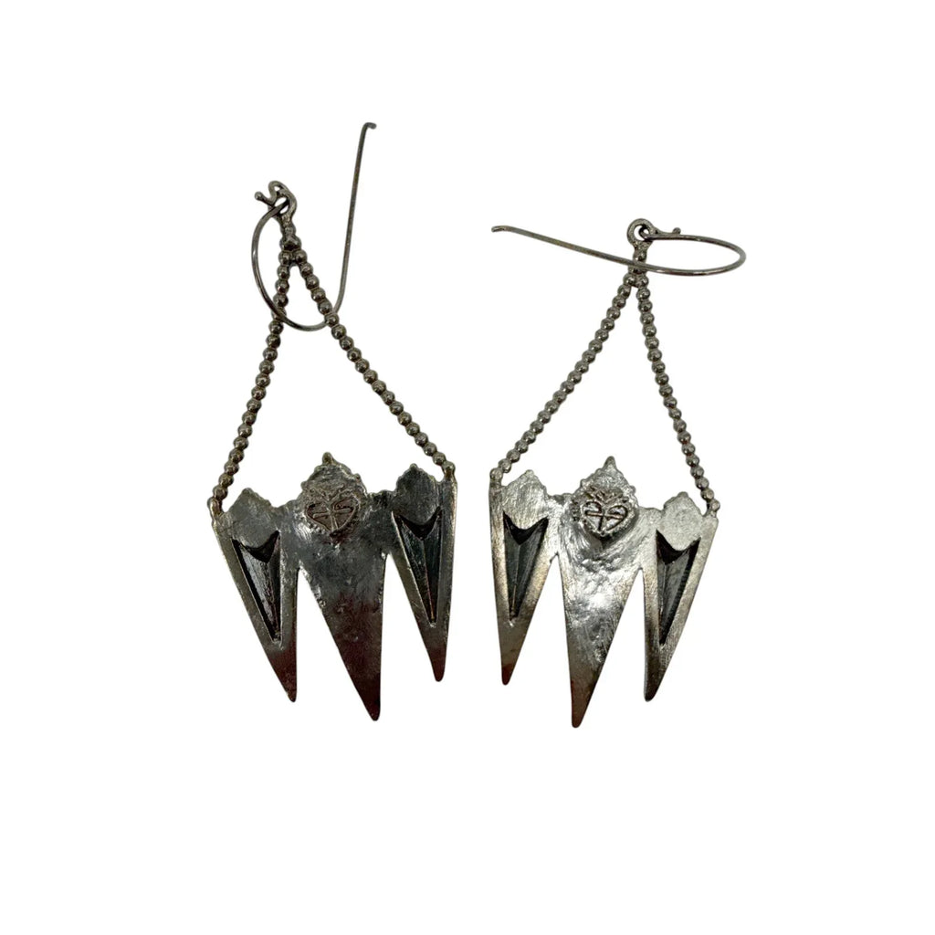 VIRGINS SAINTS & ANGELS VSA Electra Rays Hook Earrings in Gunmetal - flyKAMP