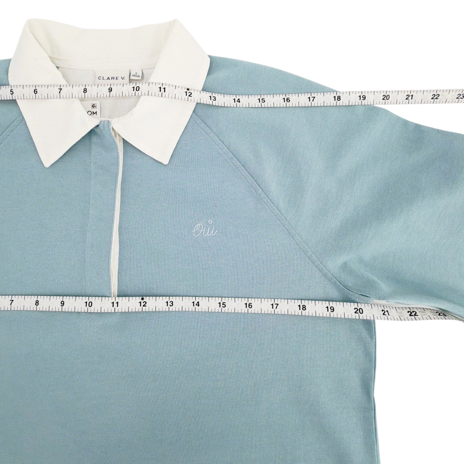 CLARE V. Le Rugby Shirt in Dusty Blue S Clare V.