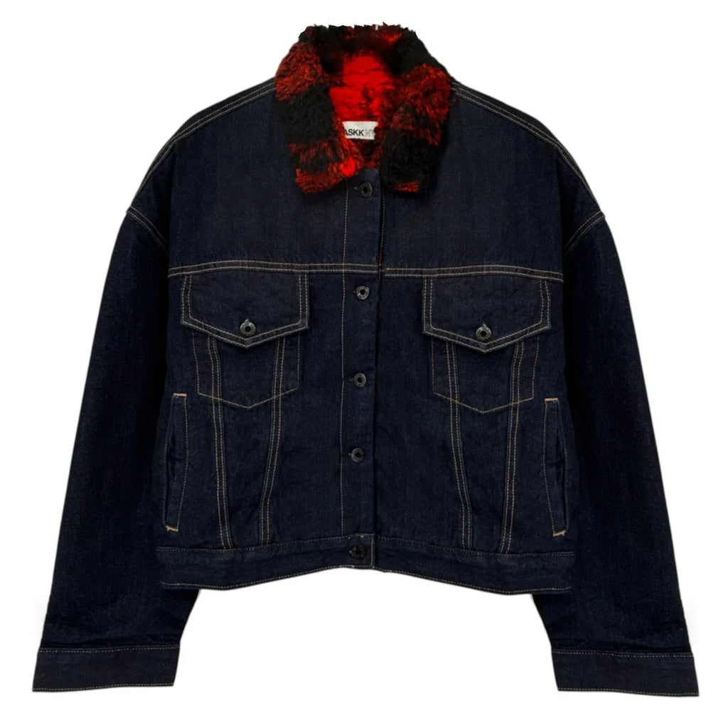ASKK NY Nova Lined Jacket in Indigo Plaid 1|S - flyKAMP