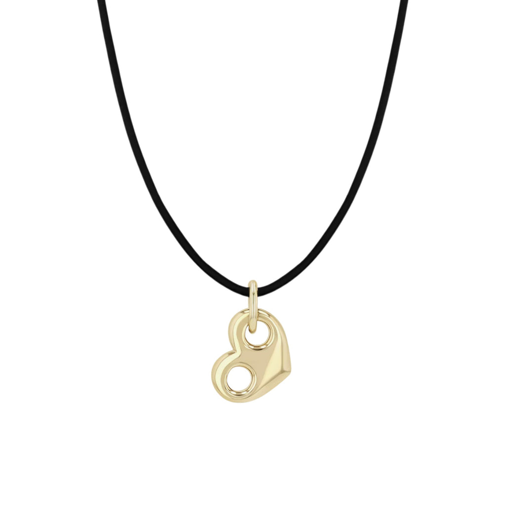 ZOE CHICCO 14k Gold Large Mariner Heart Leather Cord Necklace Zoe Chicco
