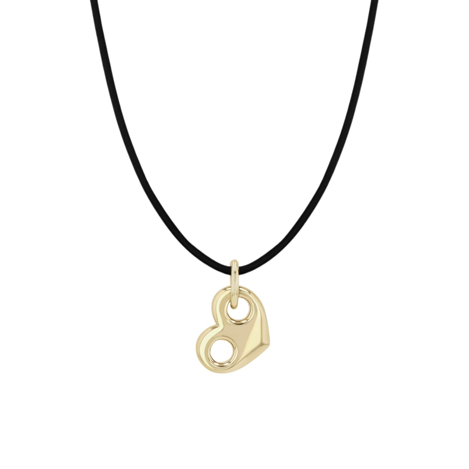 ZOE CHICCO 14k Gold Large Mariner Heart Leather Cord Necklace Zoe Chicco