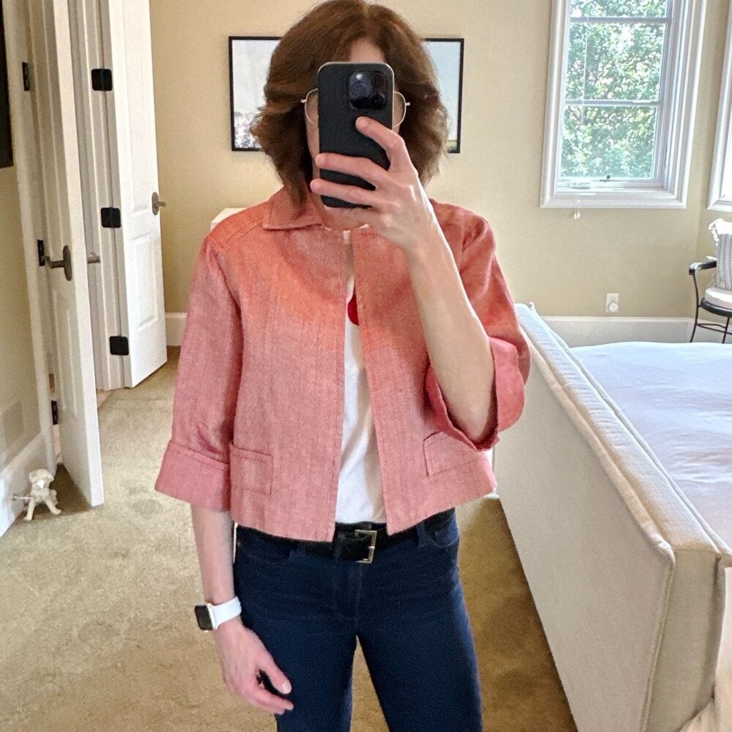CAROLINA HERRERA Cropped Open Front Silk Blend Jacket 4
