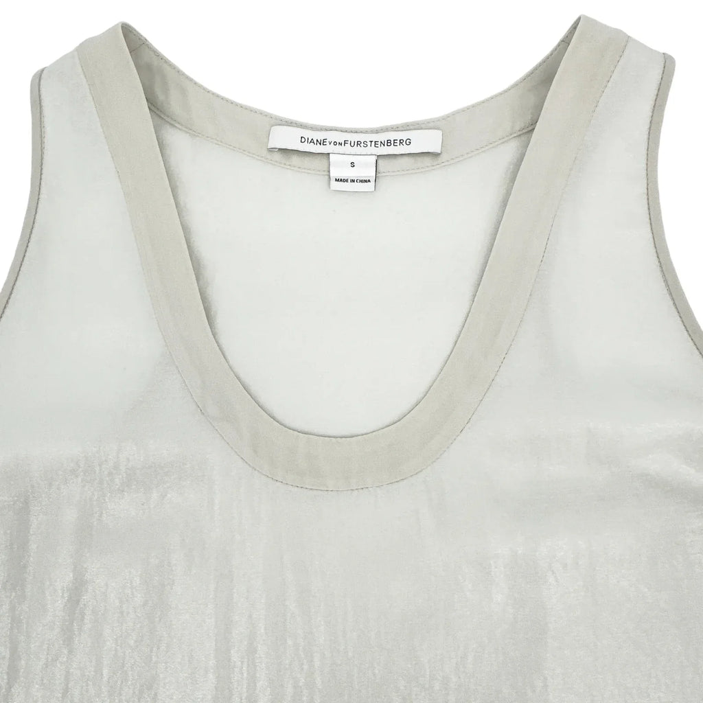 DIANE von FURSTENBERG DVF Emilia Crushed Metallic Tank in Silver S - flyKAMP