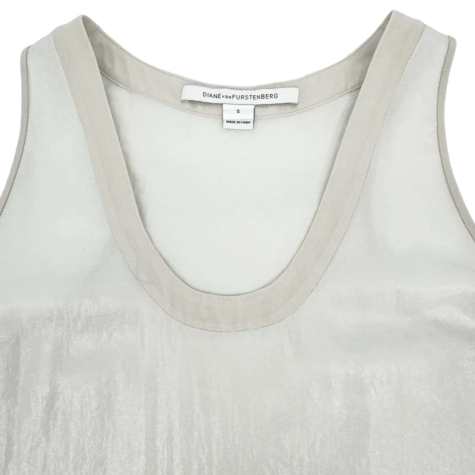 DIANE von FURSTENBERG DVF Emilia Crushed Metallic Tank in Silver S - flyKAMP