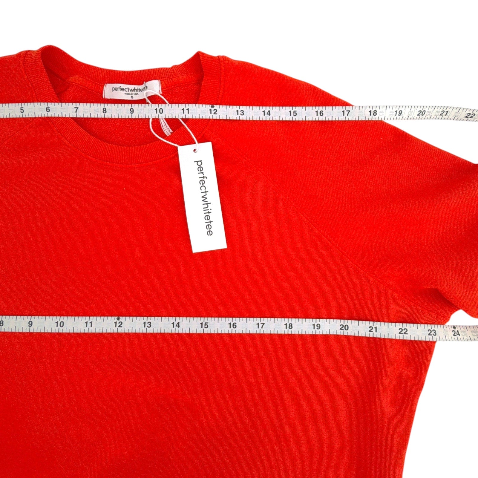 PERFECTWHITETEE Alexi French Terry Sweatshirt in Tomato S perfectwhitetee