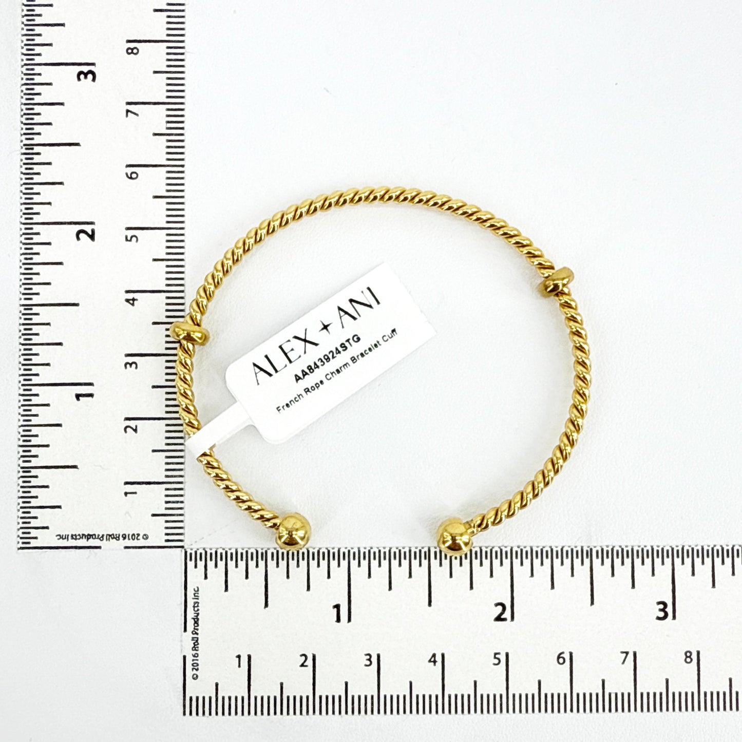 ALEX+ANI French Rope Charm Bracelet Cuff in Gold