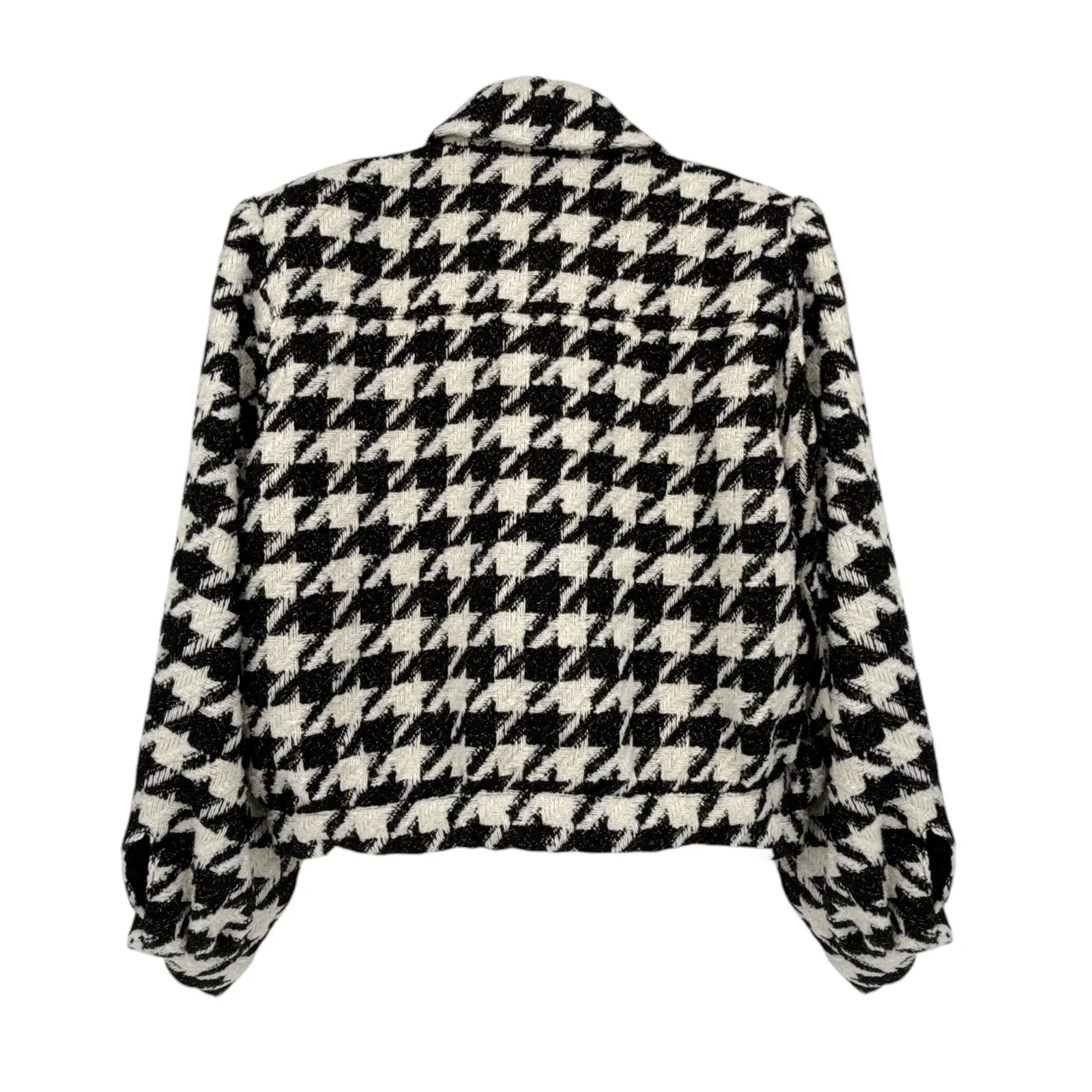 L'AGENCE Bridges Crop Jacket in Ecru Black & Gold Houndstooth 4|S - flyKAMP