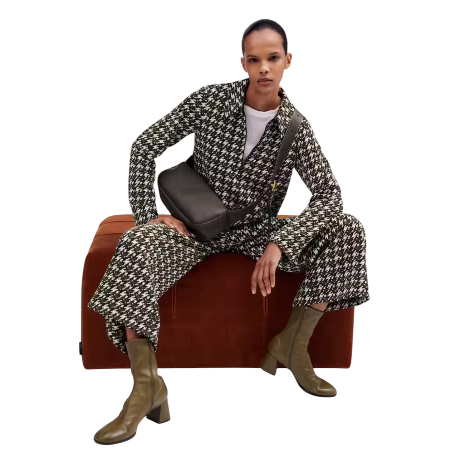 ME+EM Houndstooth Wide Leg Crop Pant Jacquard Ponte Jersey Tailoring 2|XS