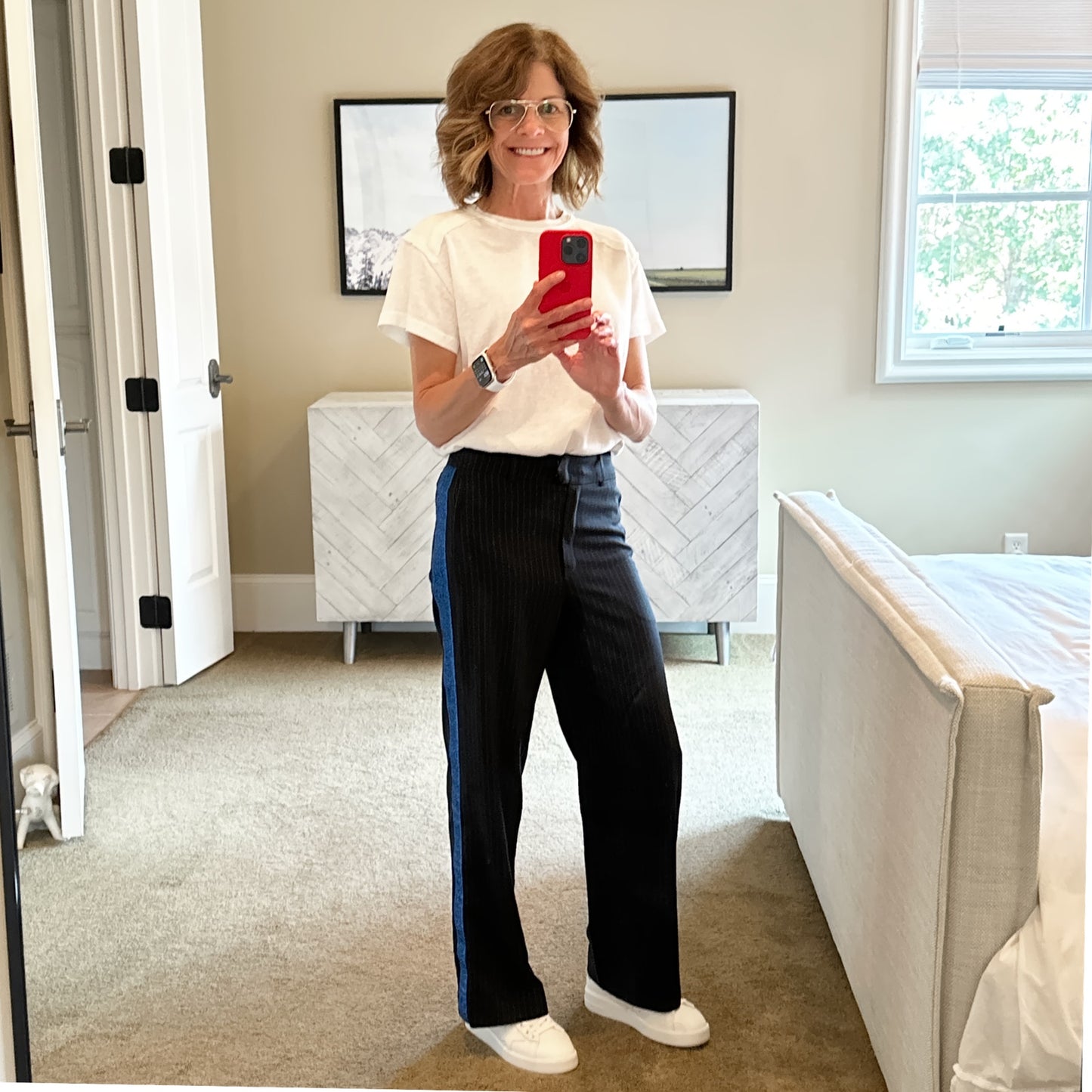 MIRA MIKATI Glitter Pinstripe Wide Leg Trousers 2
