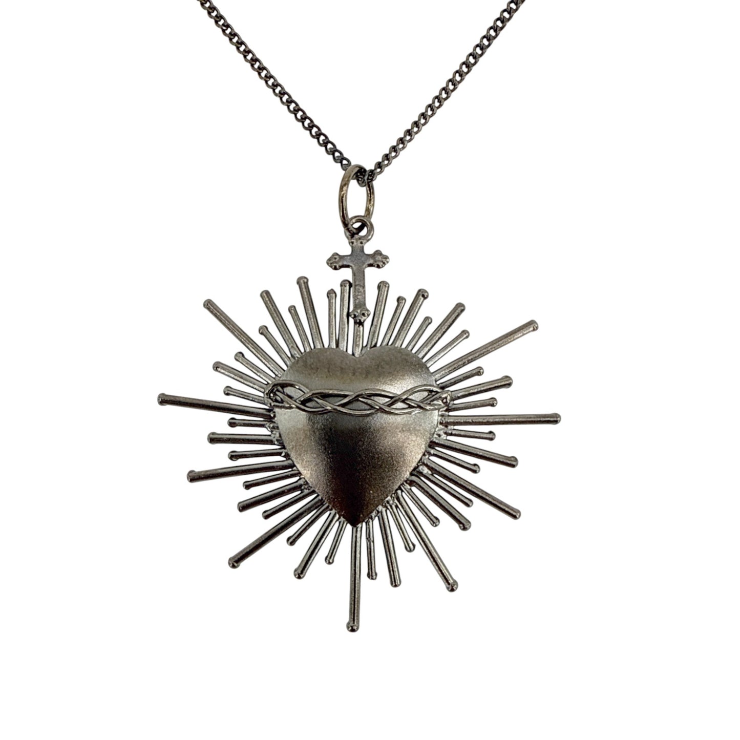 VIRGINS SAINTS & ANGELS VSA Sacred Flame Charm Necklace in Gunmetal 20"