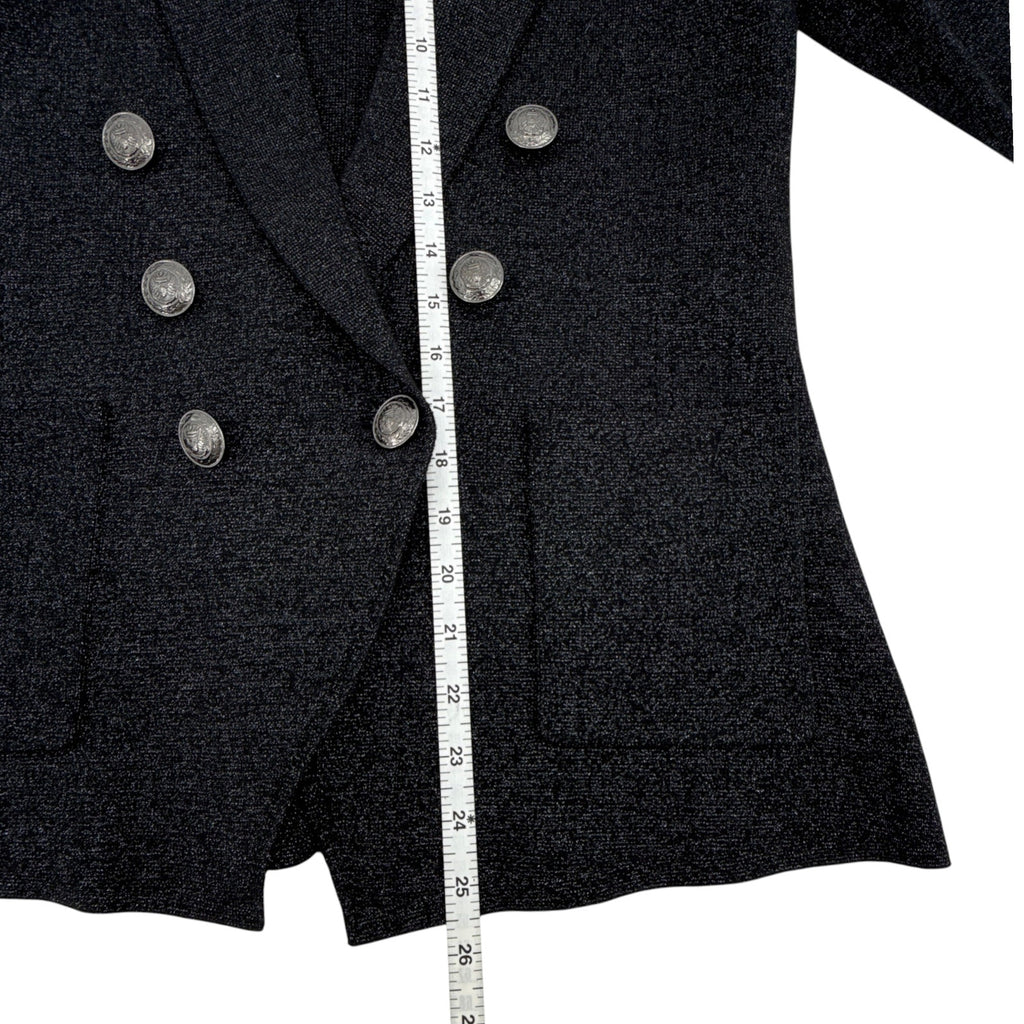 L'AGENCE Kenzie Metallic Knit Blazer in Black & Gunmetal Lurex S L'Agence