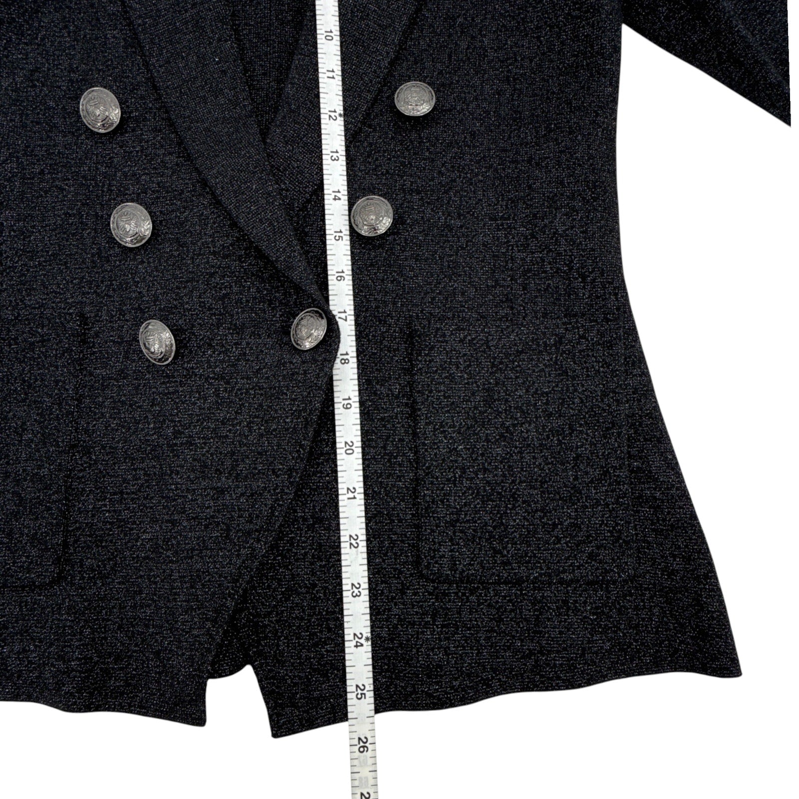 L'AGENCE Kenzie Metallic Knit Blazer in Black & Gunmetal Lurex S L'Agence