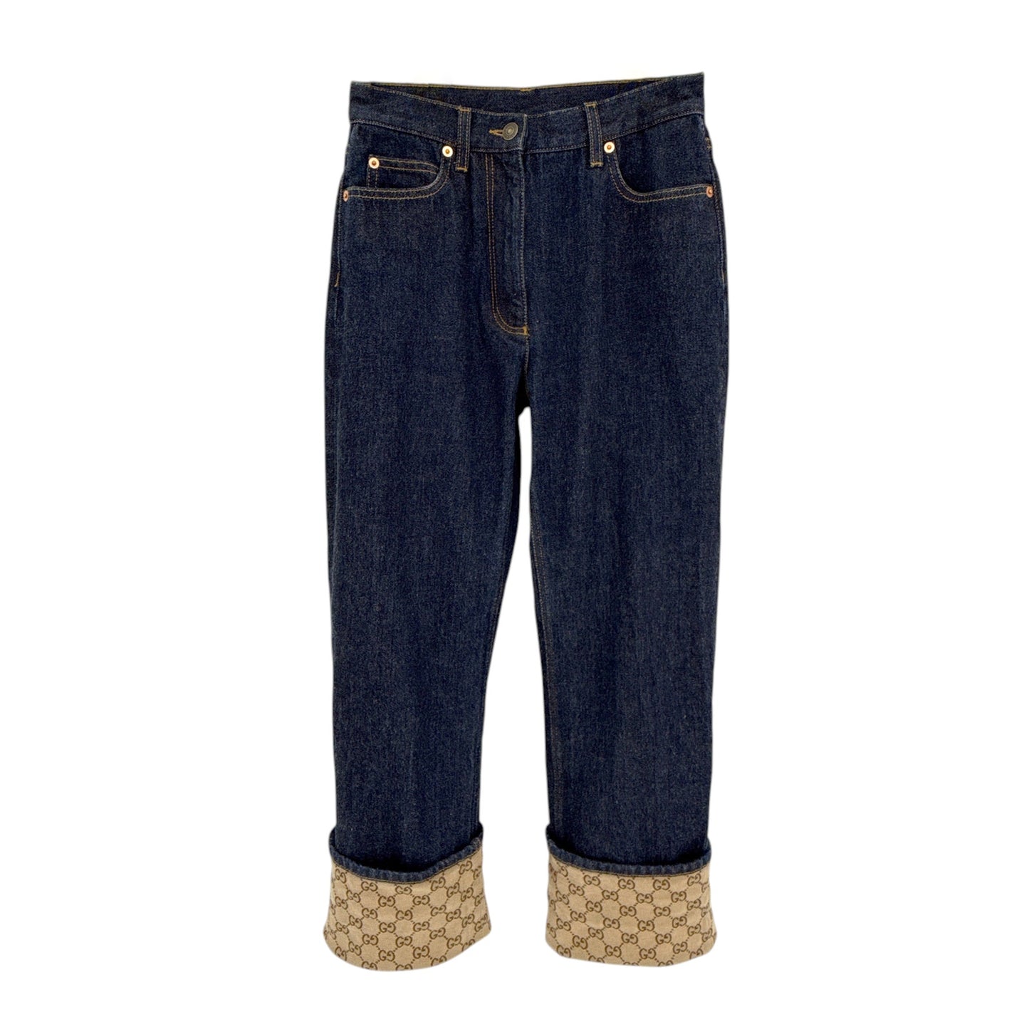 GUCCI Denim Pants with GG Supreme Canvas Cuff 24