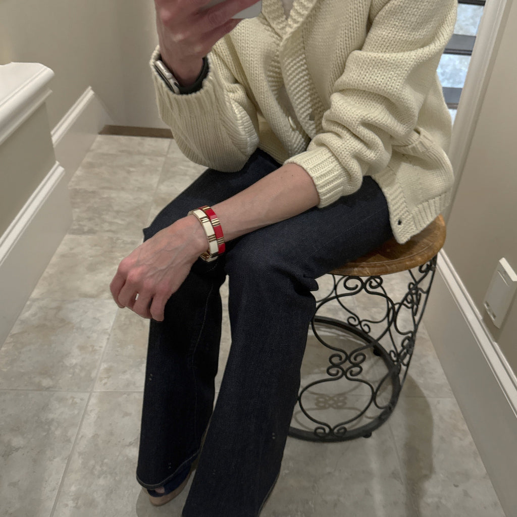 TORY BURCH Icon Enamel Bracelet in Tory Gold / Red / Navy Tory Burch