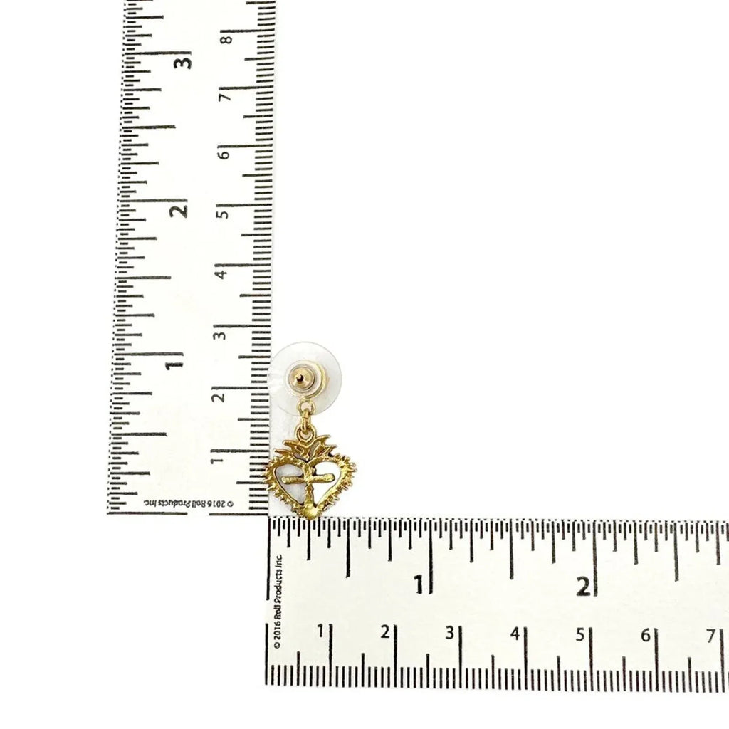 VIRGINS SAINTS & ANGELS VSA Queen of Hearts Crystal Drop Post Earrings in Gold - flyKAMP