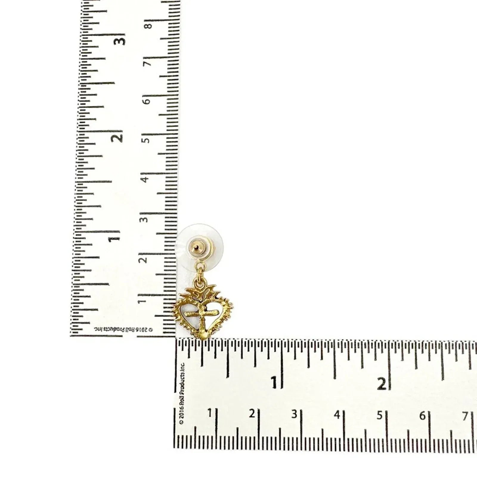 VIRGINS SAINTS & ANGELS VSA Queen of Hearts Crystal Drop Post Earrings in Gold - flyKAMP