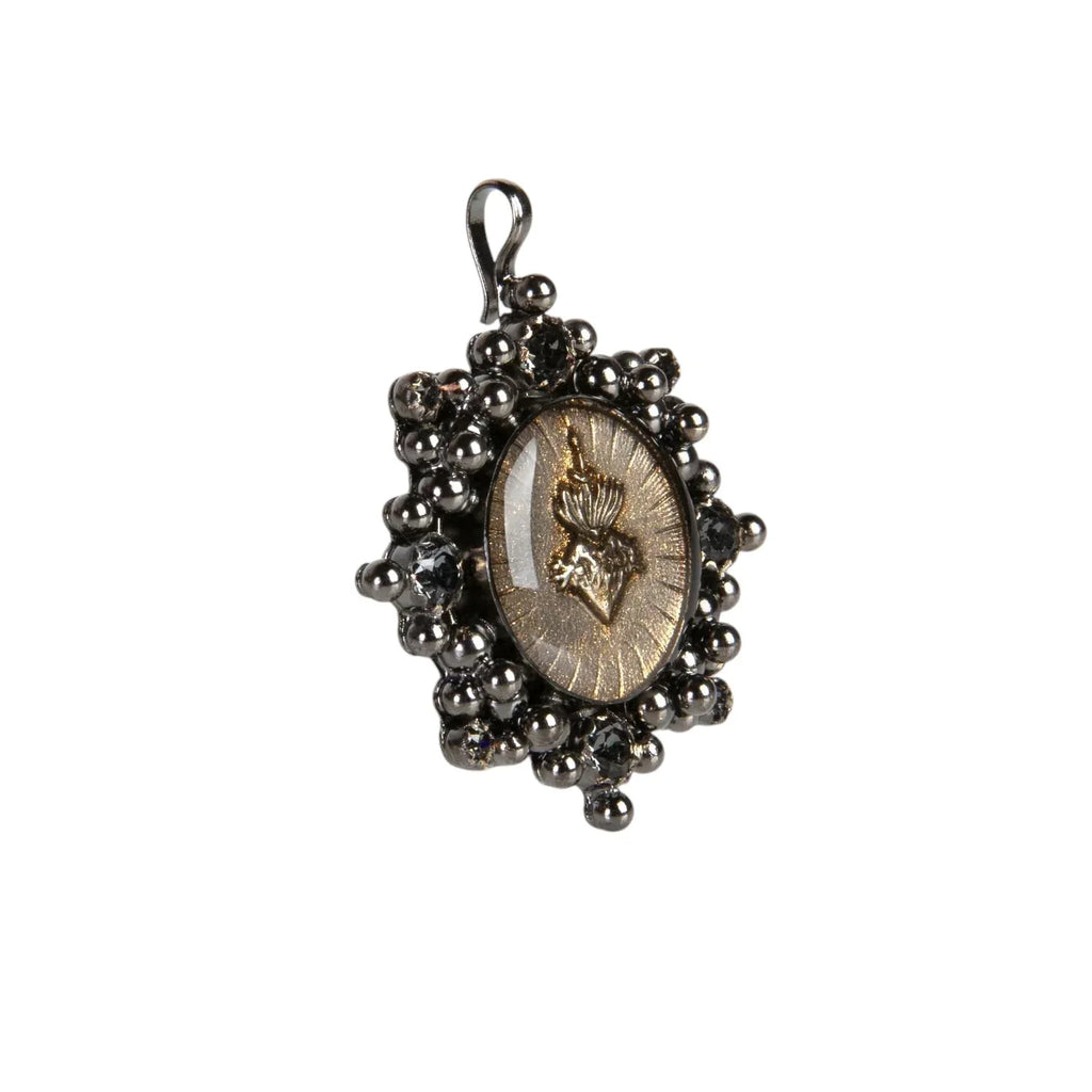 VIRGINS SAINTS & ANGELS VSA Cloister Sacred Heart Medallion Gunmetal - flyKAMP
