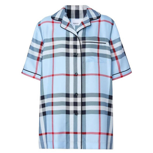 BURBERRY Tierney Bowling Shirt Pale Blue XS