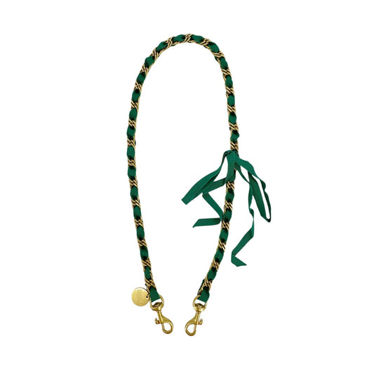 CLARE V. Shoulder Strap in Fern Grosgrain Chain