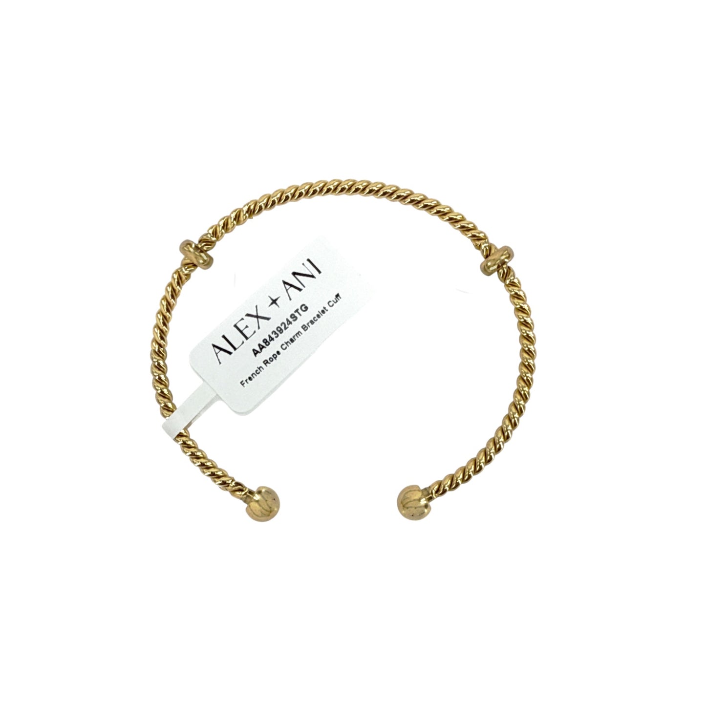 ALEX+ANI French Rope Charm Bracelet Cuff in Gold