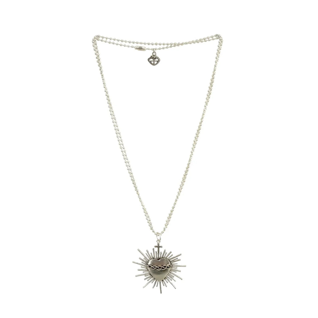 VIRGINS SAINTS & ANGELS VSA Sacred Flame Charm Necklace Silver 34" Ball Chain - flyKAMP