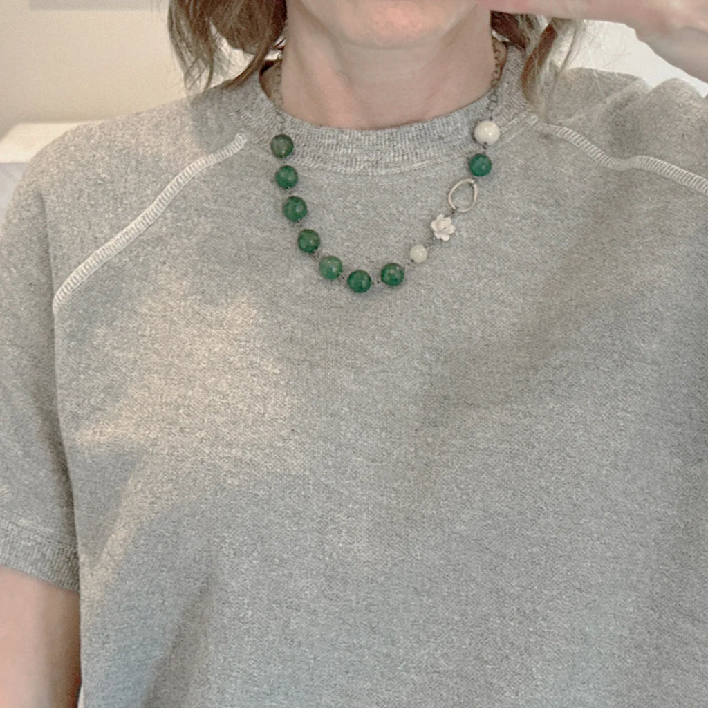 NECKLACE Hand Crafted in Antique Gold & Green - flyKAMP