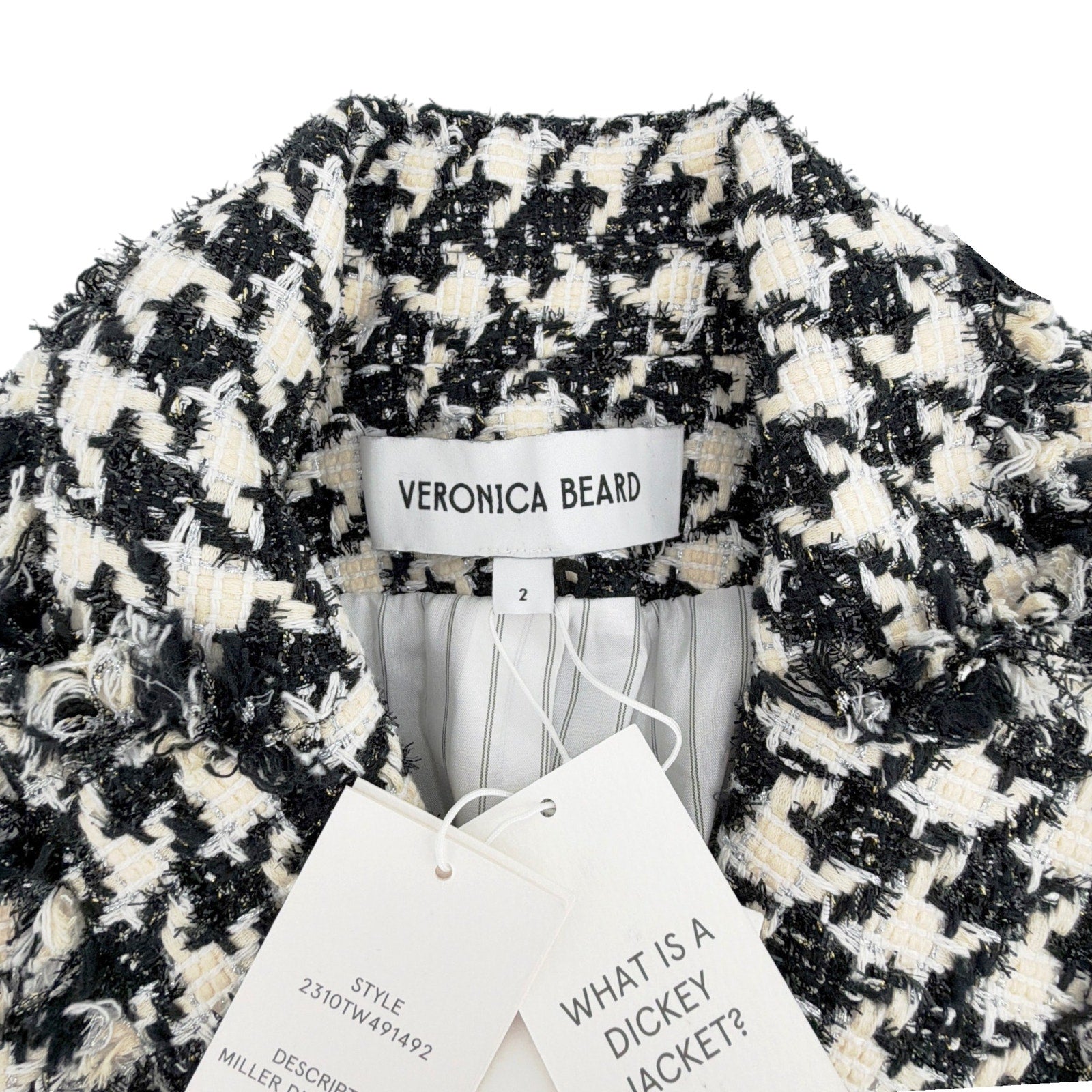 VERONICA BEARD Miller Dickey Jacket in Black & Off-White Houndstooth 2 Veronica Beard