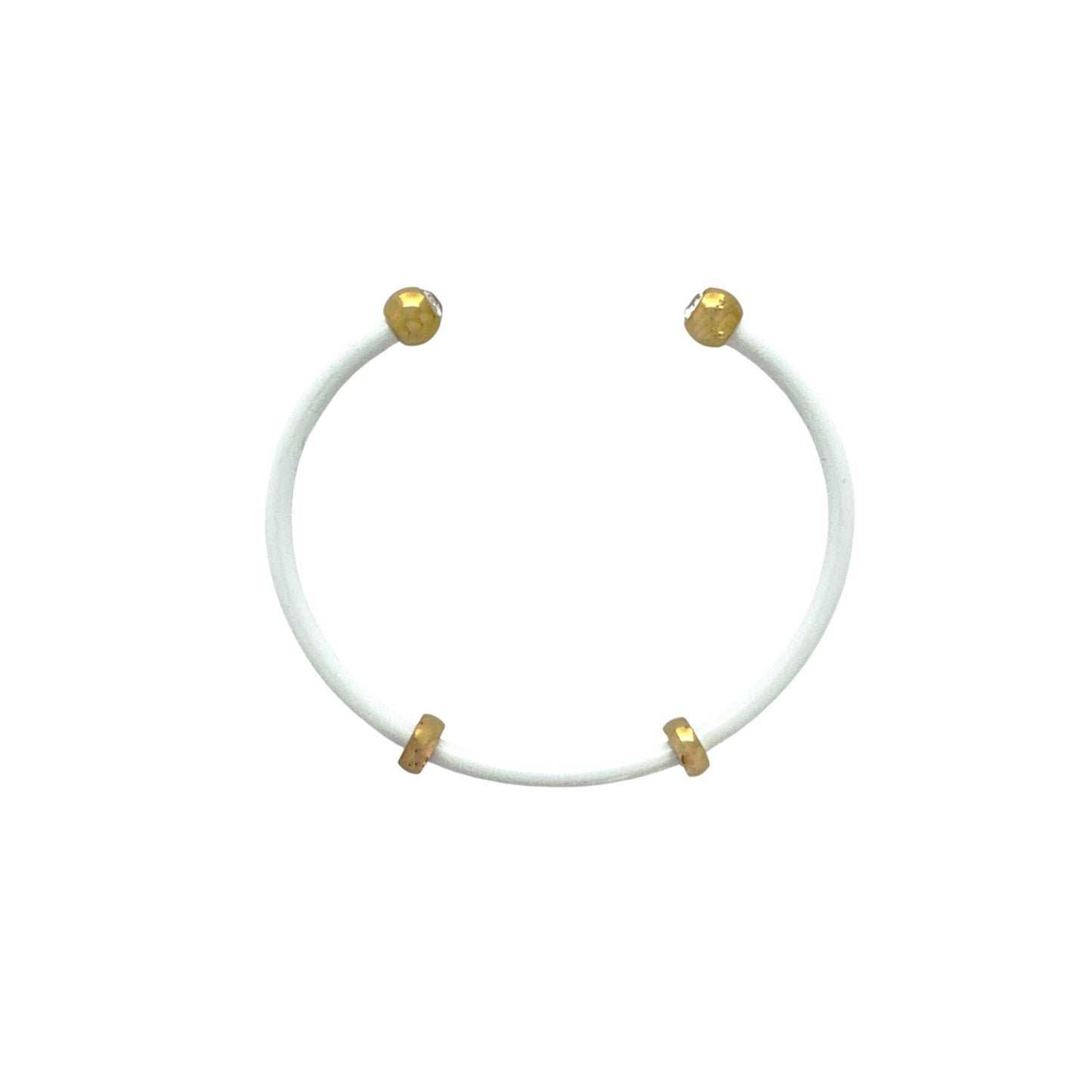 ALEX+ANI Bezel Stone Enamel Cuff in White