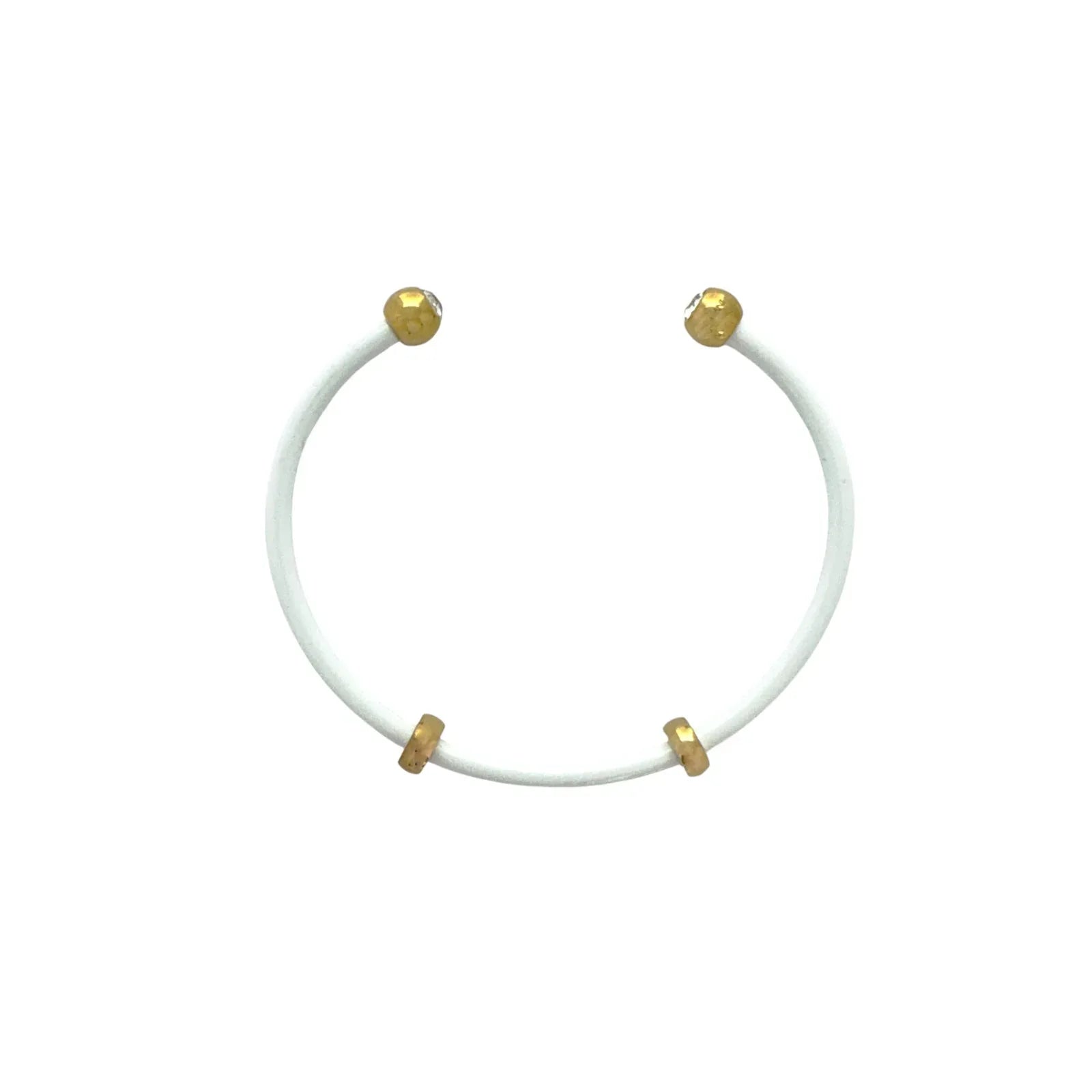 ALEX+ANI Bezel Stone Enamel Cuff in White - flyKAMP