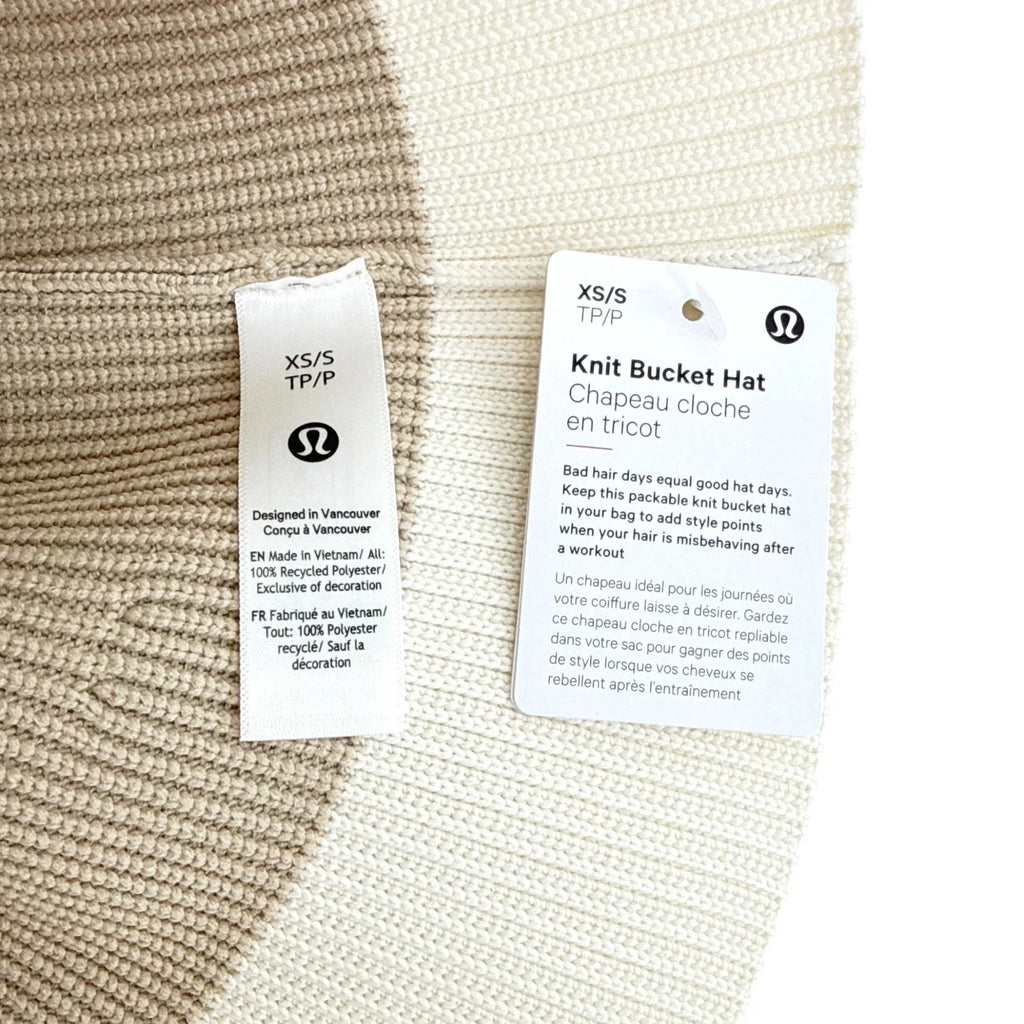 LULULEMON Knit Bucket Hat in Sand Trap/Light Ivory XS/S - flyKAMP