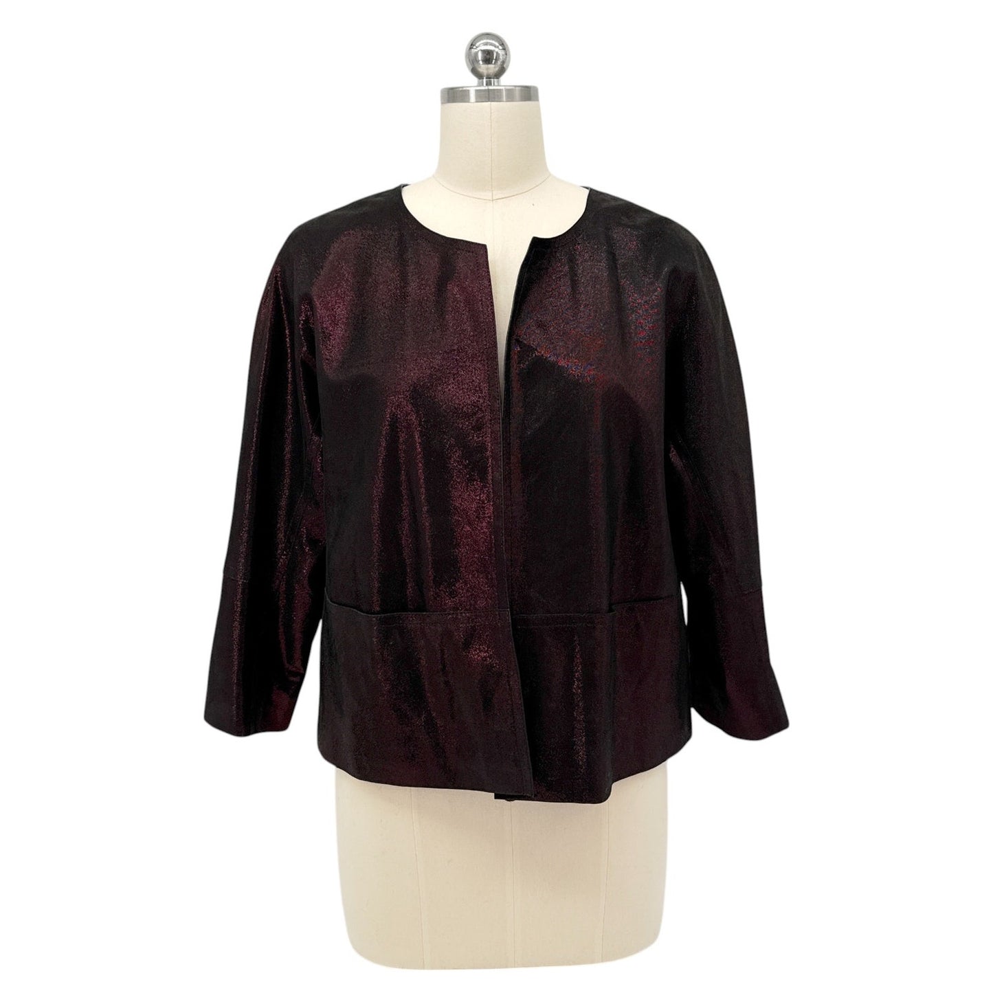 LAFAYETTE 148 New York 3/4 Sleeve Ritchie Leather Jacket in Beet 8