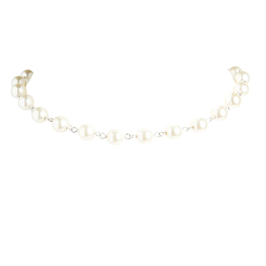 VIRGINS SAINTS & ANGELS VSA Iconic Cream 8mm Pearl Choker in Silver