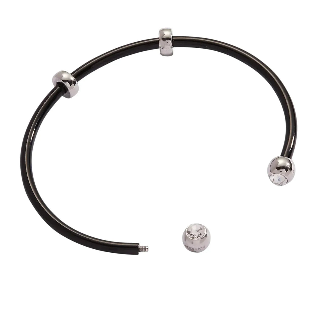 ALEX+ANI Bezel Stone Enamel Cuff in Black - flyKAMP