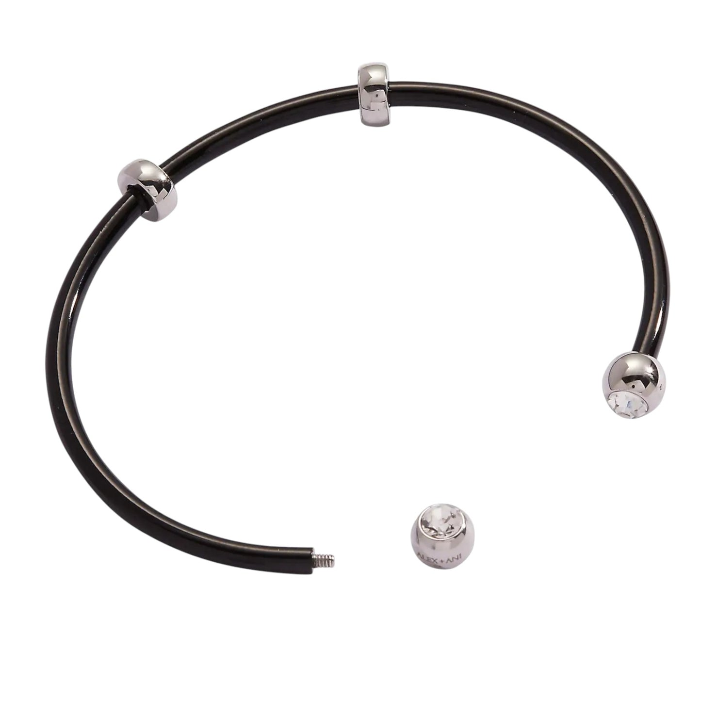 ALEX+ANI Bezel Stone Enamel Cuff in Black