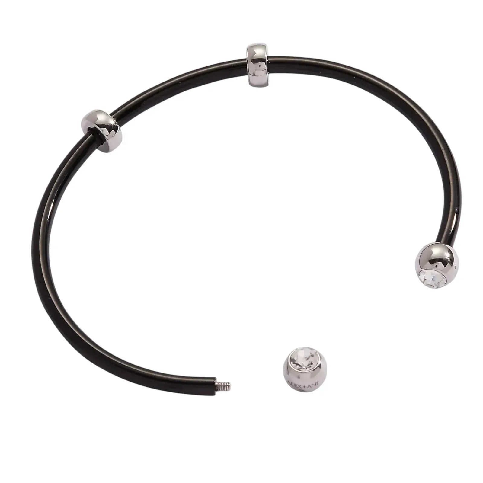ALEX+ANI Bezel Stone Enamel Cuff in Black - flyKAMP