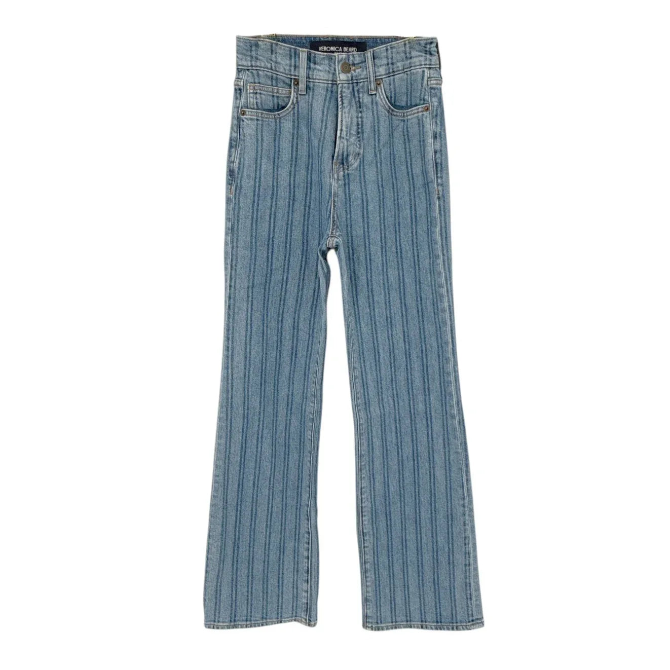 VERONICA BEARD Crosbie Striped Loafer Length Wide Leg Jean 24 - flyKAMP