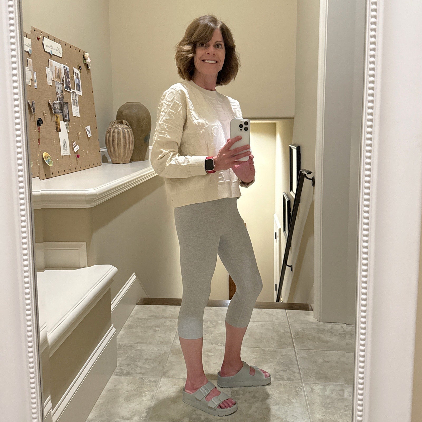 LULULEMON Cotton Blend Jacquard Crewneck Sweater in Light Ivory S Lululemon