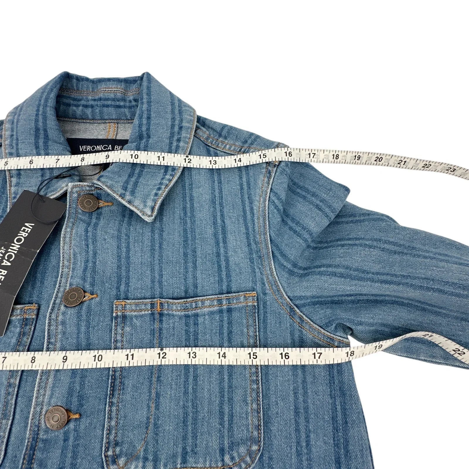 VERONICA BEARD Dahl Striped Denim Jacket XS - flyKAMP
