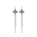 VIRGINS SAINTS & ANGELS VSA Resurrection Cross Chain Earrings in Silver & Blue - flyKAMP