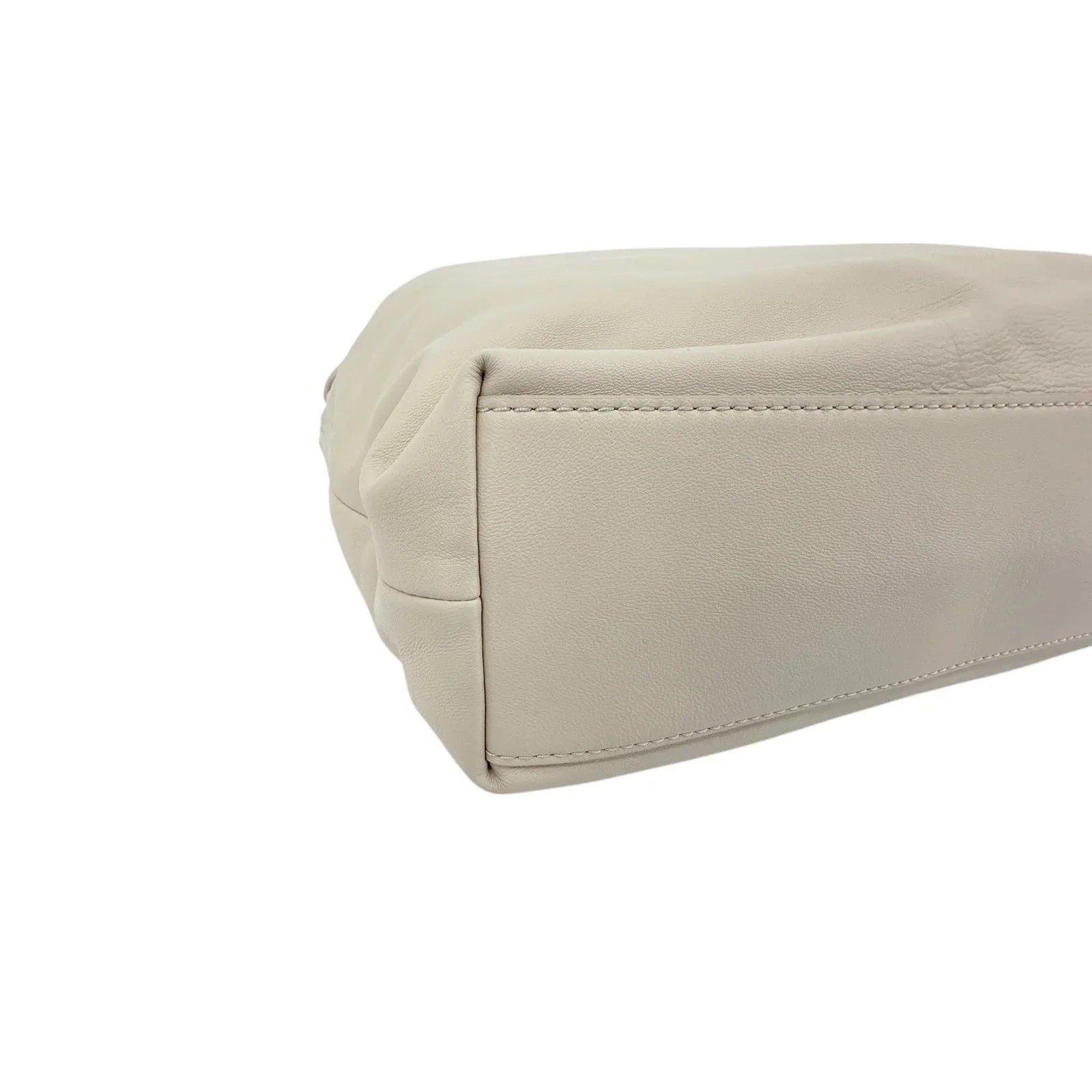 VERONICA BEARD Leather Slouch Bag in Ivory - flyKAMP