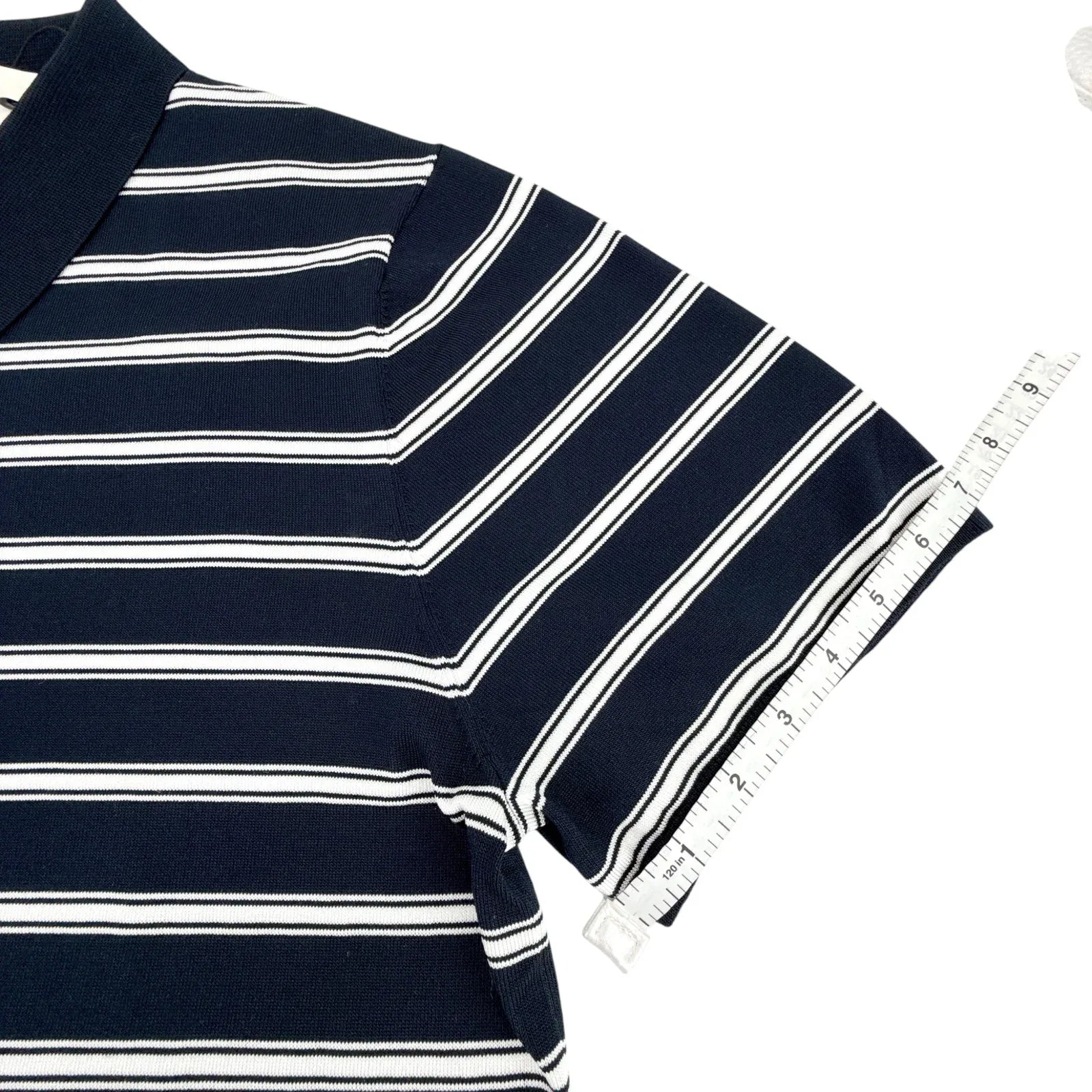 SANDRO Pablo Striped Polo in Fond Marine XXL - flyKAMP