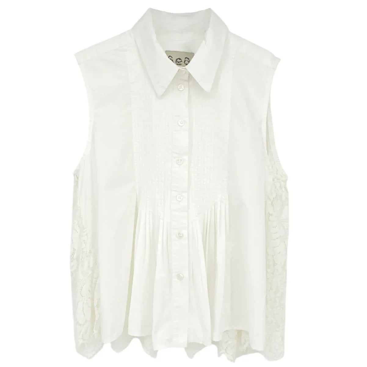 SEA New York Lace Back Button Down Blouse in Milky White 8|M - flyKAMP